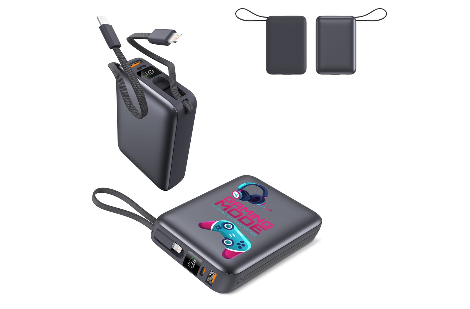 Nova Powerbank 22.5W Power Delivery met ingebouwde kabels 20000 mAh bedrukken met logo