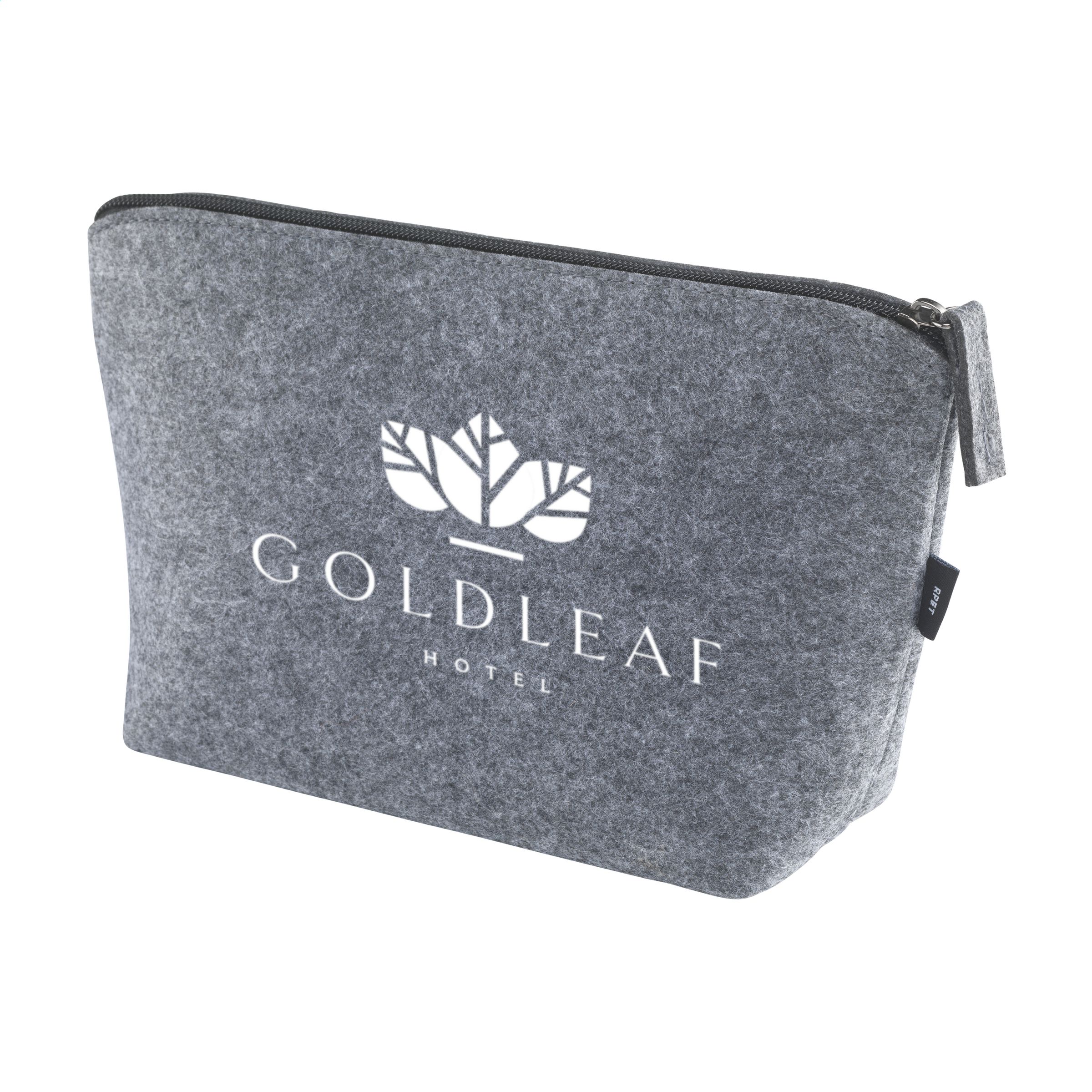 Vilten toilettas bedrukken met logo