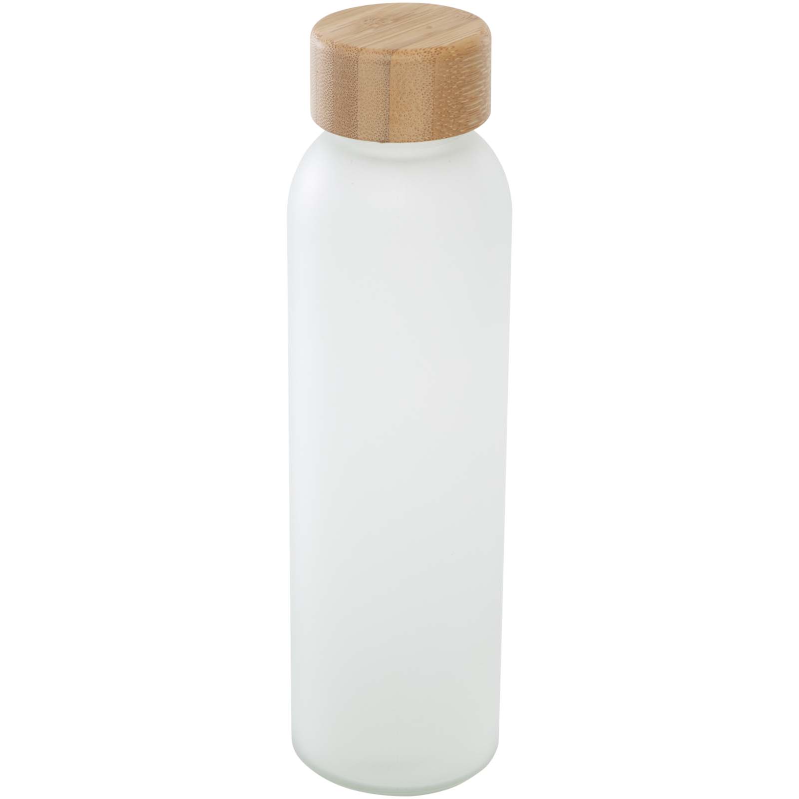 Lume 500 ml fles van mat natronkalkglas met bamboe deksel   bedrukken met logo