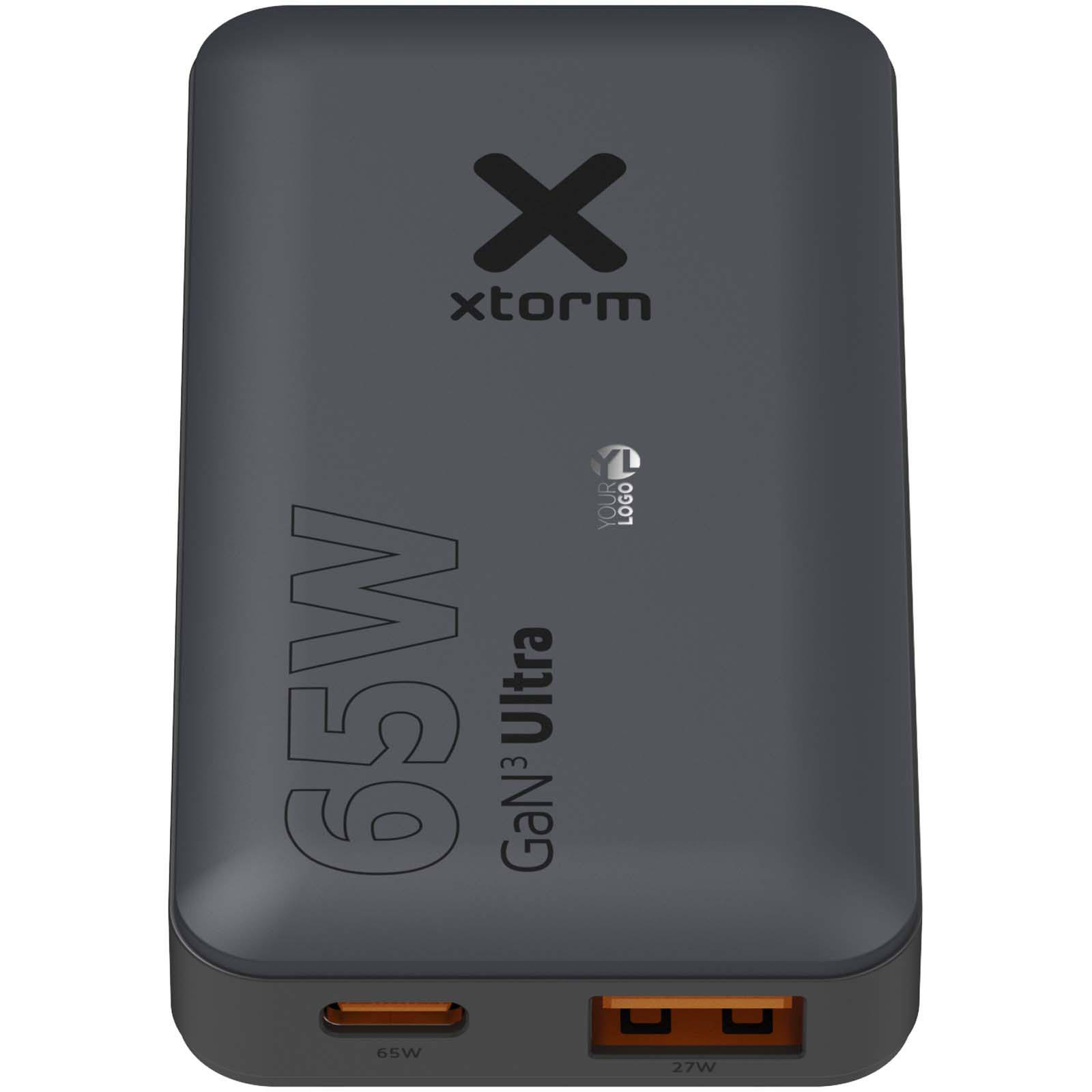 Xtorm snellader voor op reis van 65 W met kabel en reisetui bedrukken met logo