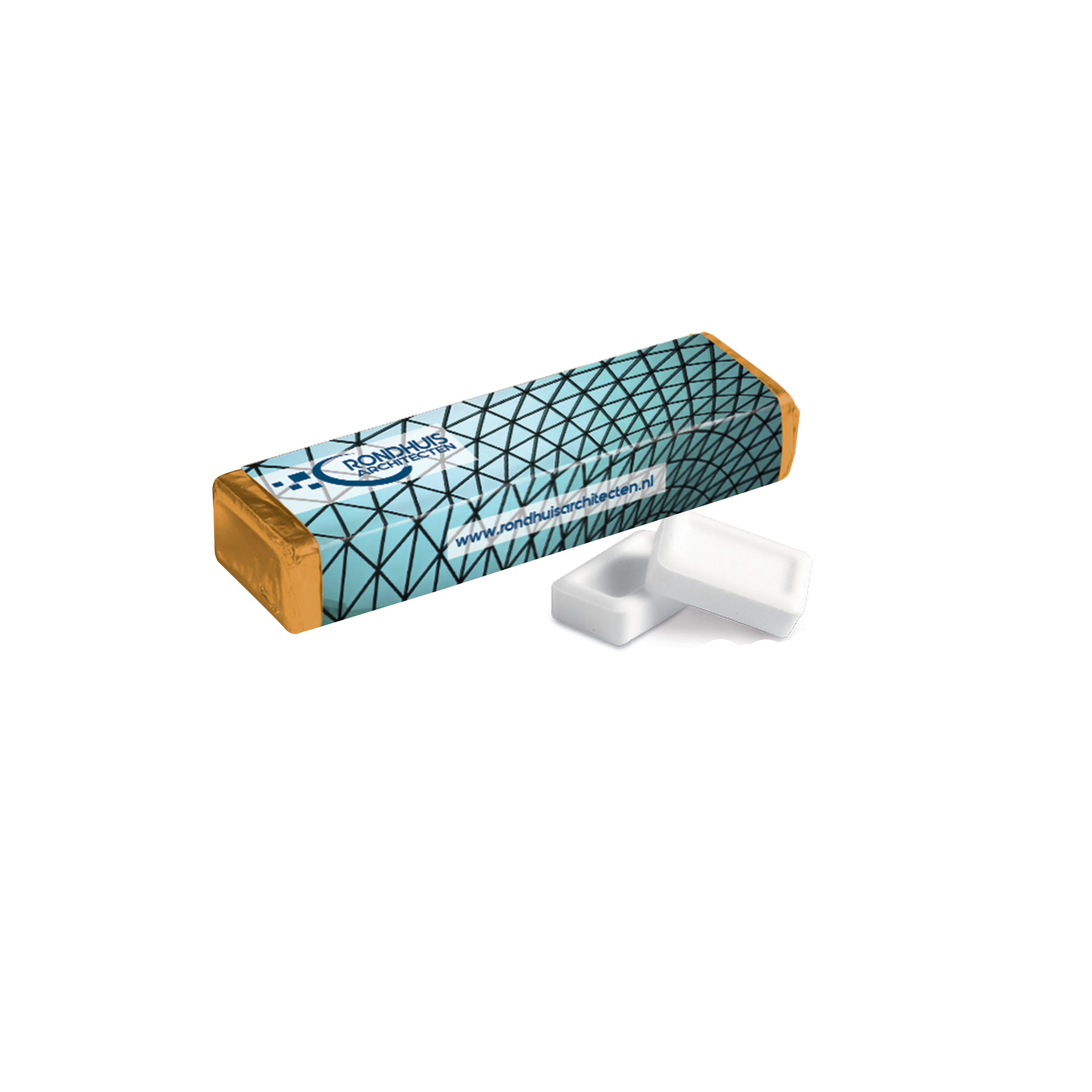 Vierkant pepermuntrolletje bedrukken met logo