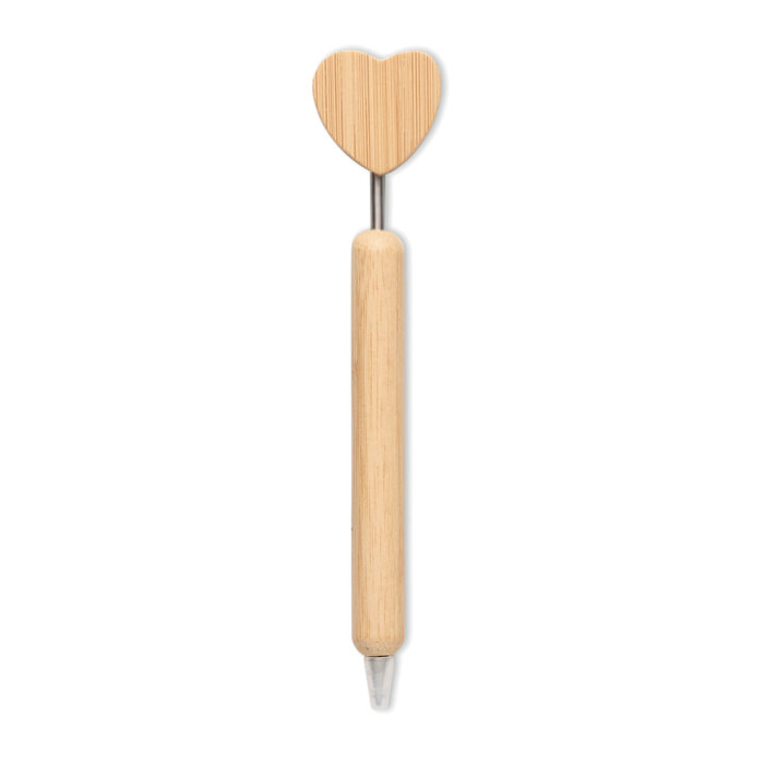 Bamboe balpen hart detail bedrukken met logo