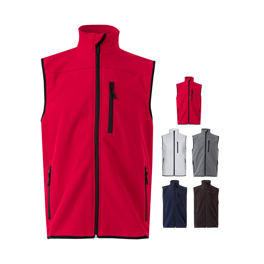 VL VARUNA. Softshell vest (280g/m²), met polaire voering, van polyester (94%) en elastaan (6%) bedrukken met logo