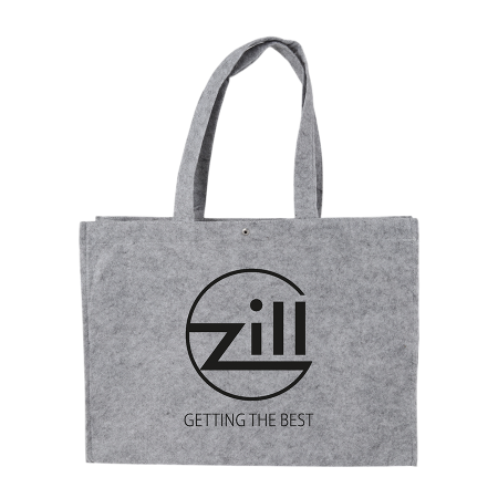 Tas van vilt met drukknoopsluiting bedrukken met logo