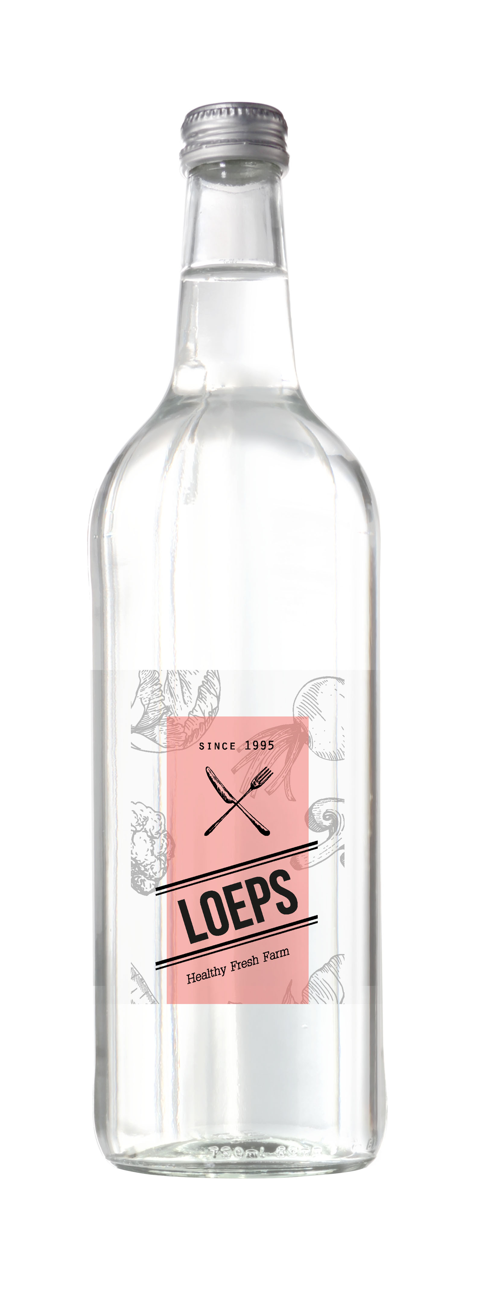 Glazen fles met 330 ml bronwater bedrukken met logo