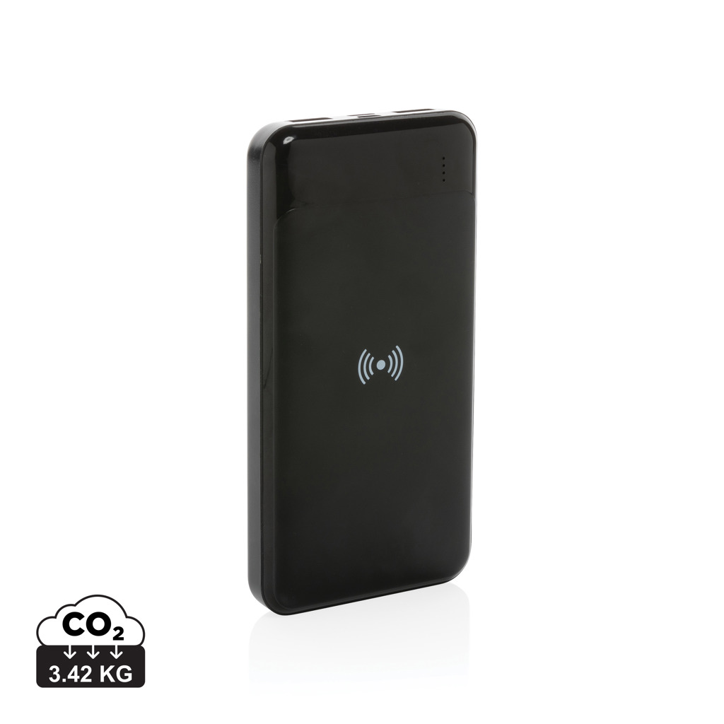 RCS standaard recycled plastic wireless powerbank bedrukken met logo