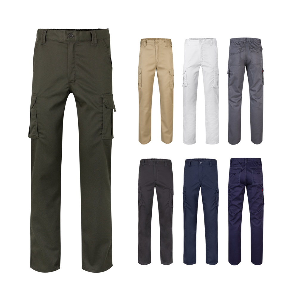 VL PAN. Stretch broek met meerdere zakken (290g/m²), van katoen (46%), EME (38%) en polyester (16%) bedrukken met logo