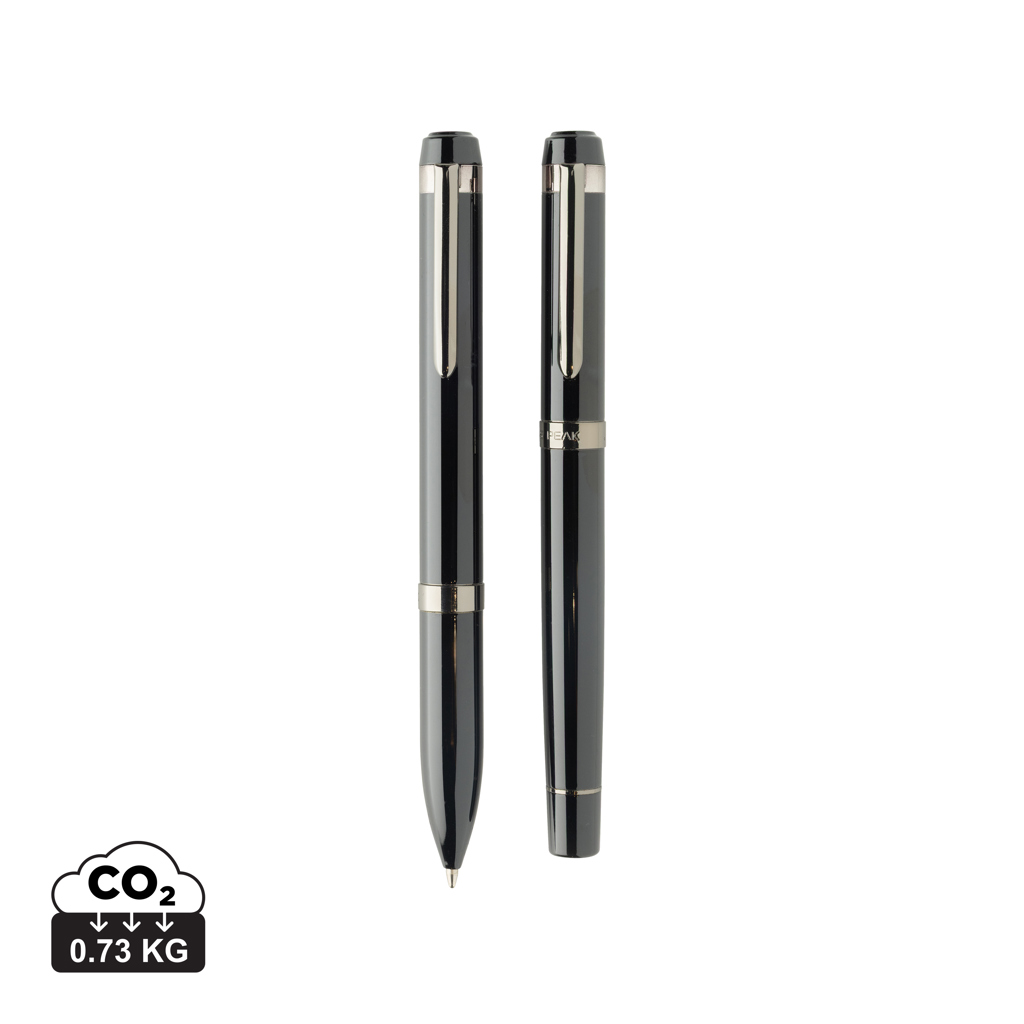 Swiss peak OSLO recycled stainless steel deluxe pen set bedrukken met logo