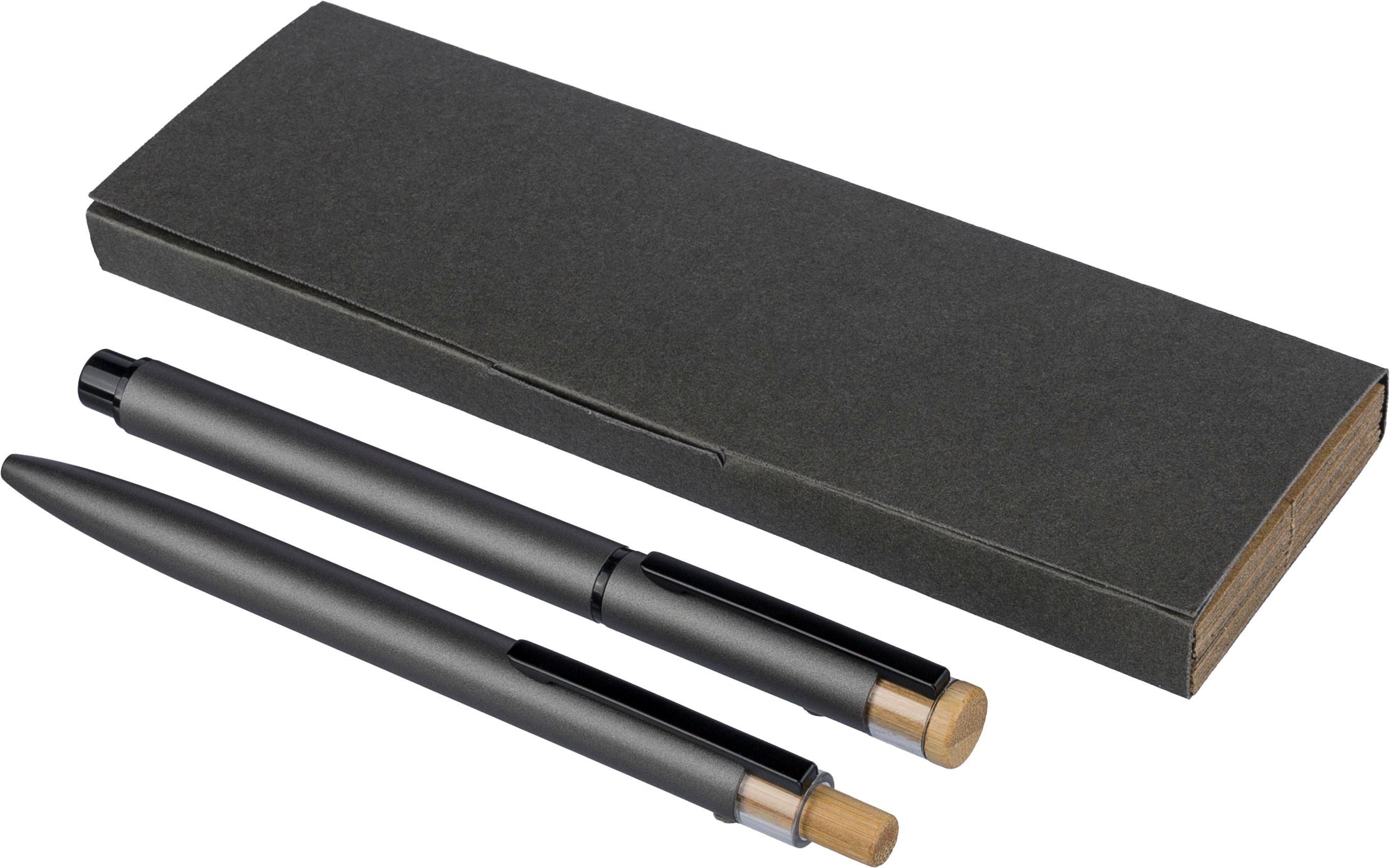 Gerecycled aluminium luxe schrijfset 2-delig Ilaria bedrukken met logo