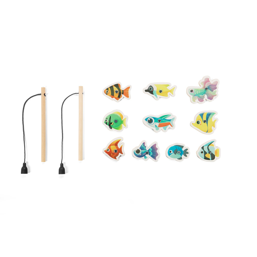 FISHY. Visspel bestaande uit 10 houten vissen, ideaal voor kinderen bedrukken met logo