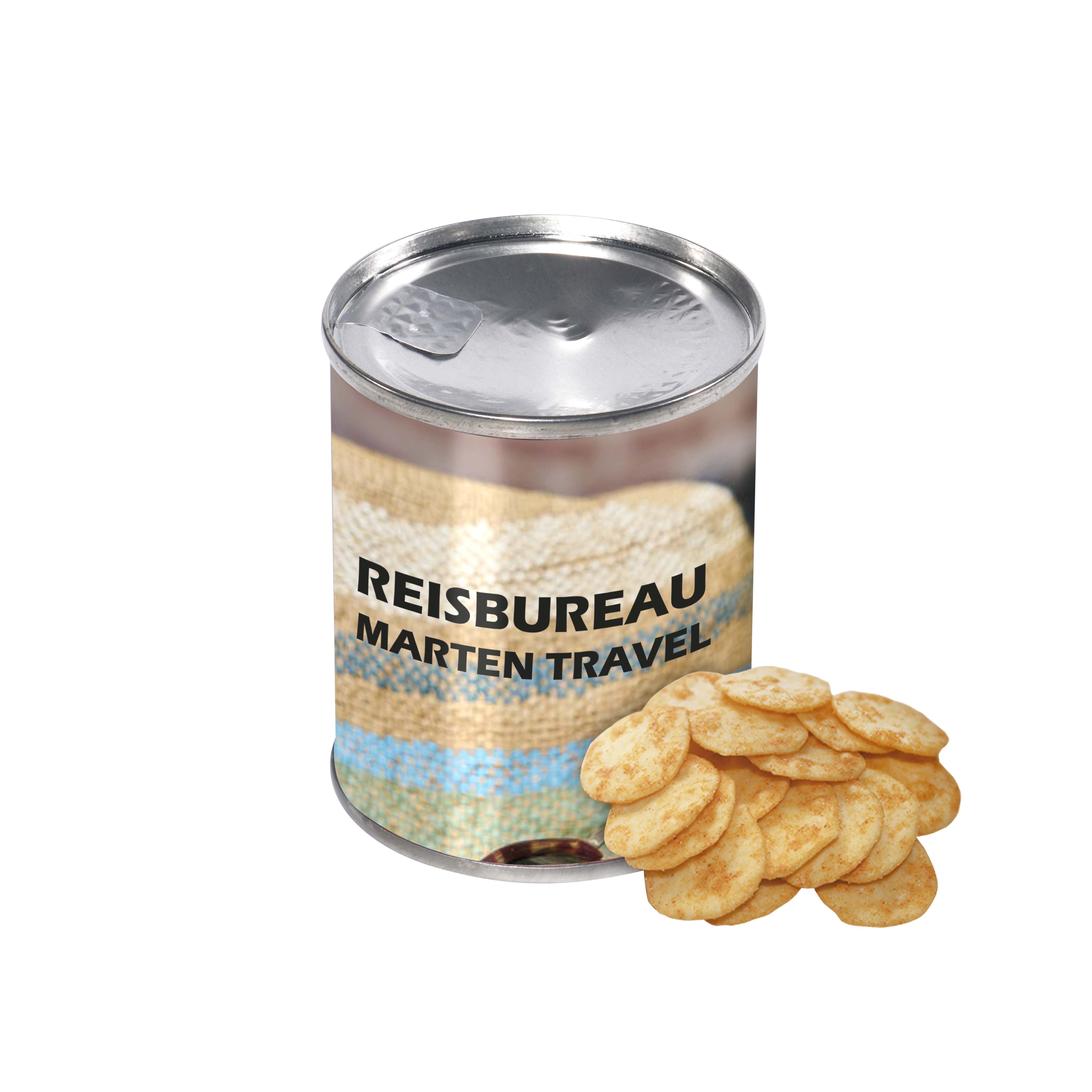 Blikje cheese crackers bedrukken met logo