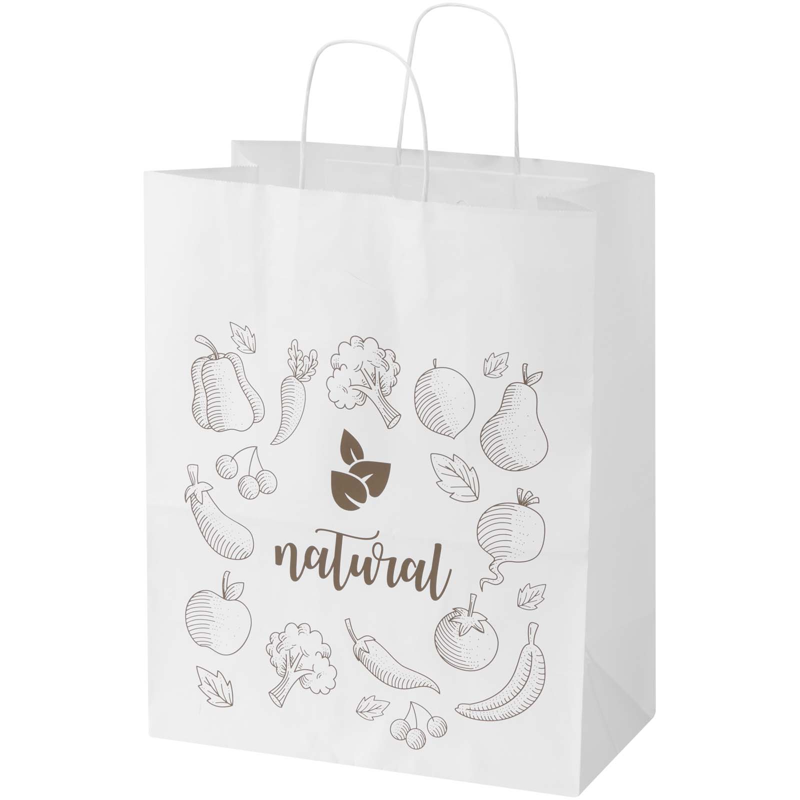 Kraft papieren tas 80–90 g/m² met gedraaide handvatten – 32 x 17 x 39 cm bedrukken met logo