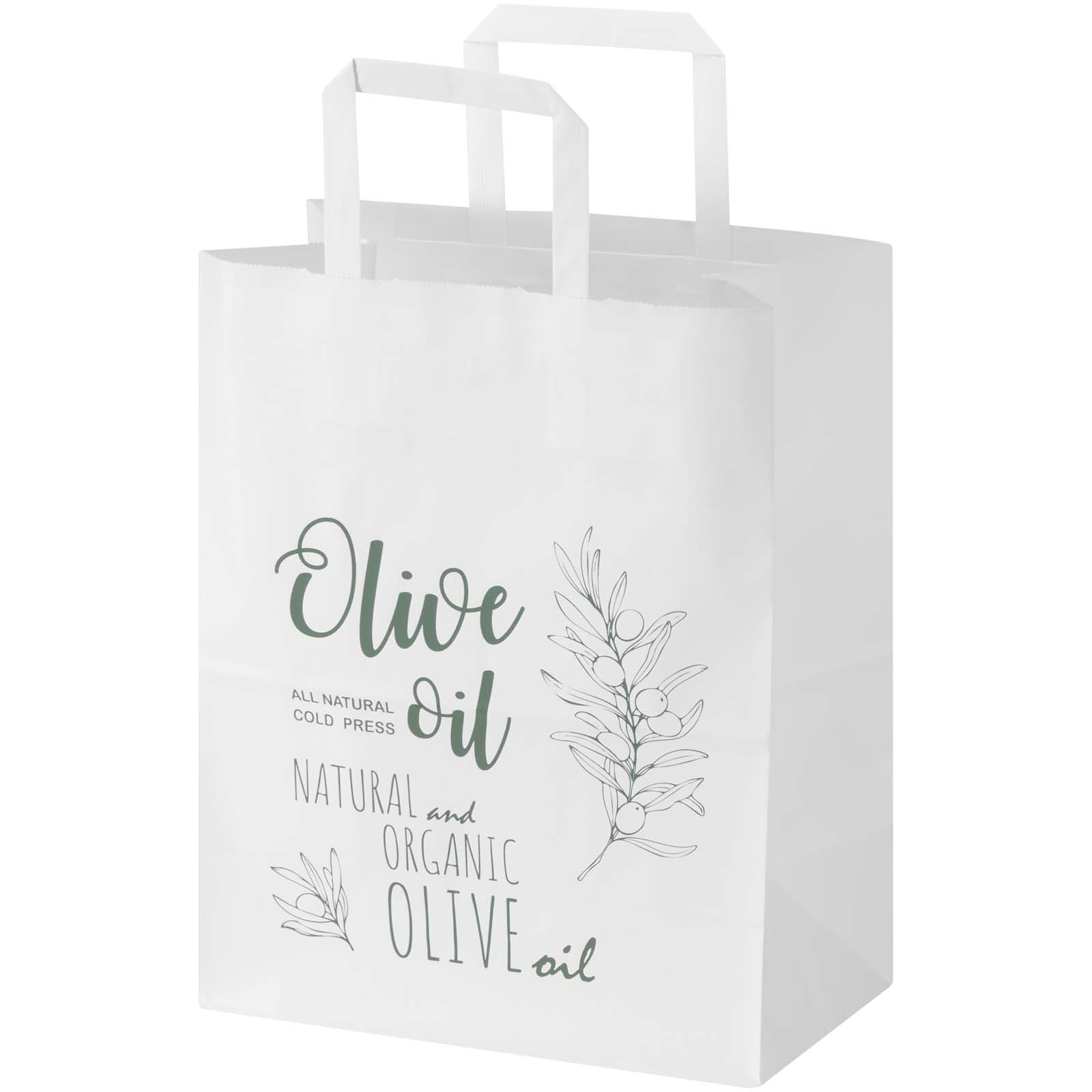Kraft papieren tas 80 g/m² met platte handvatten – 25 x 15 x 32 cm bedrukken met logo