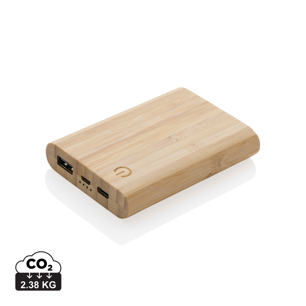 Bamboe 5.000 mAh powerbank bedrukken met logo