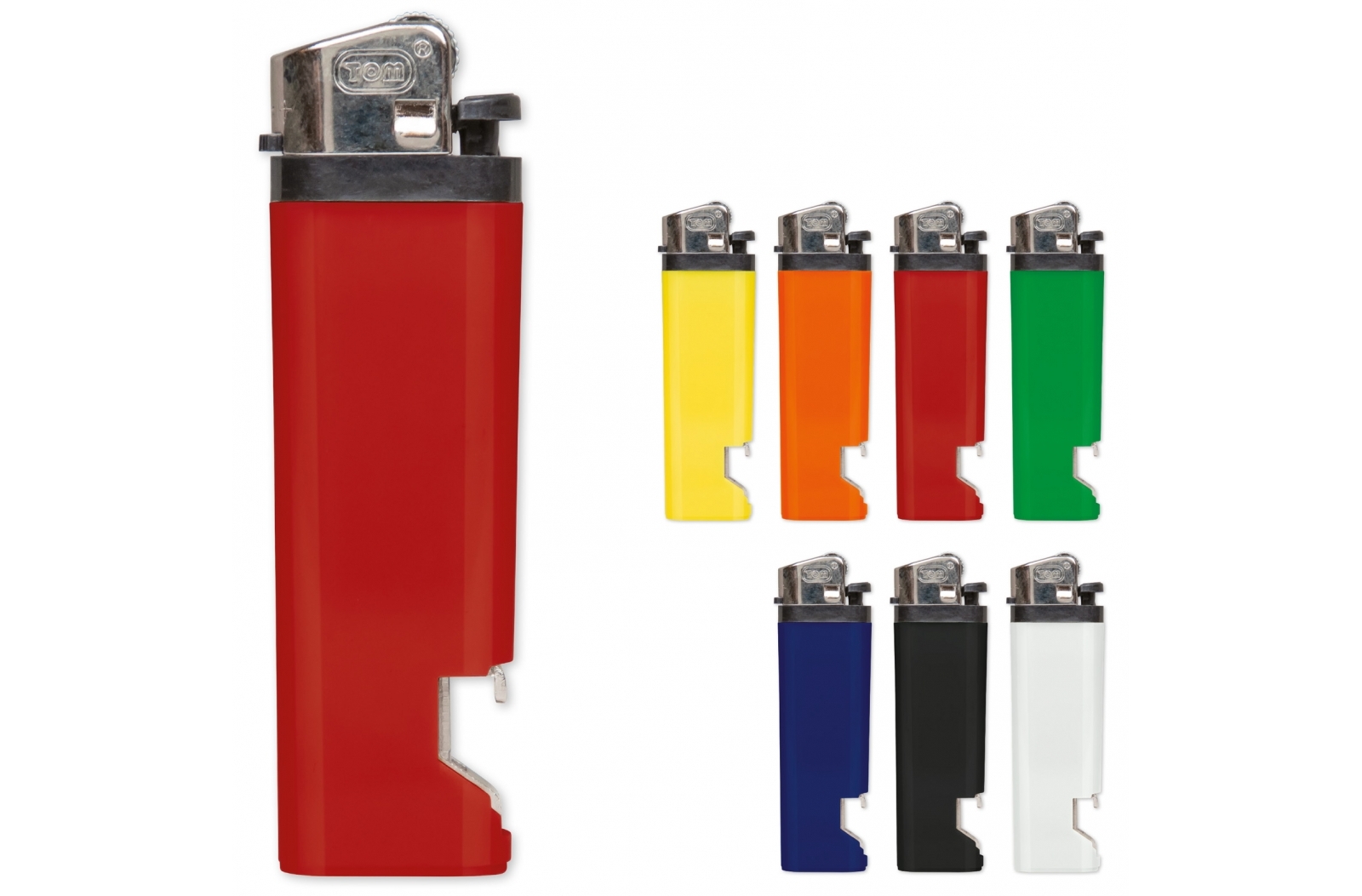 Eveque Wegwerpaansteker met flesopener bedrukken met logo