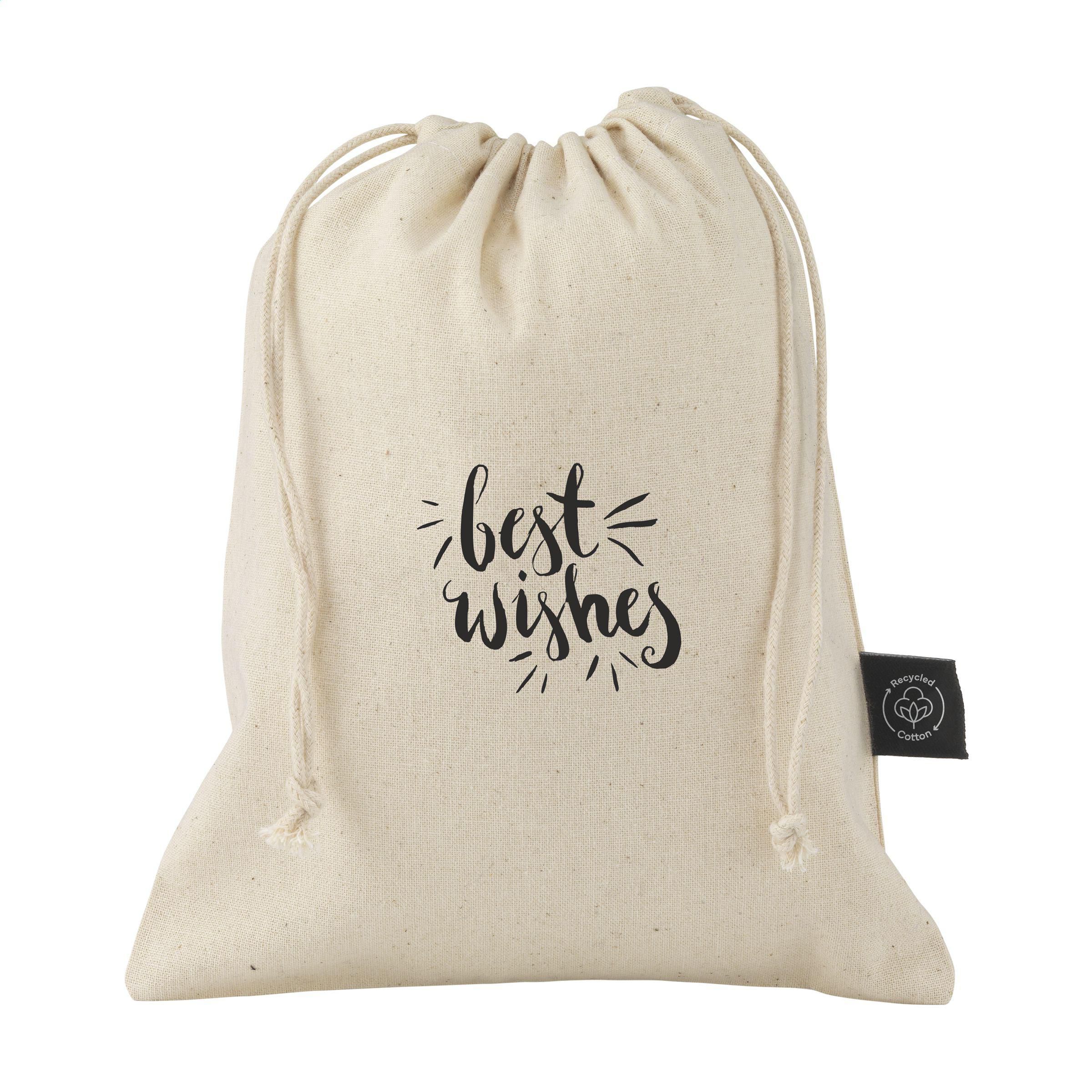 Gift Pouch Naturel GRS Recycled Cotton (150 g/m²) S bedrukken met logo