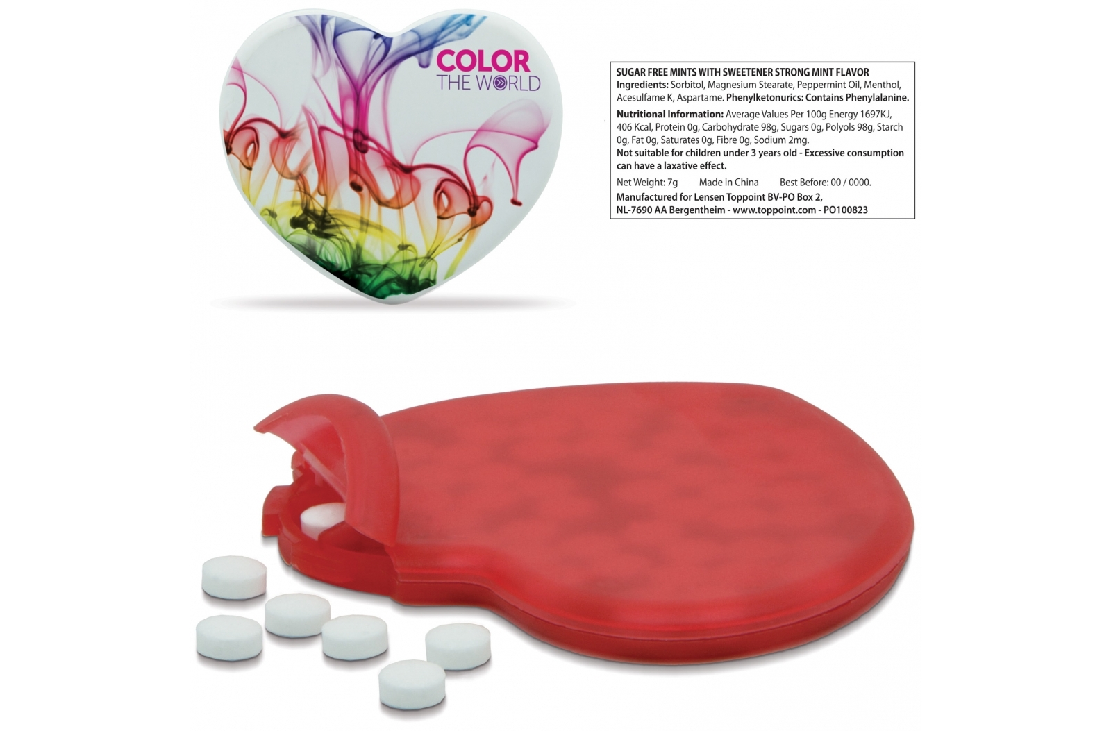 Minty Pepermuntdoos hart bedrukken met logo