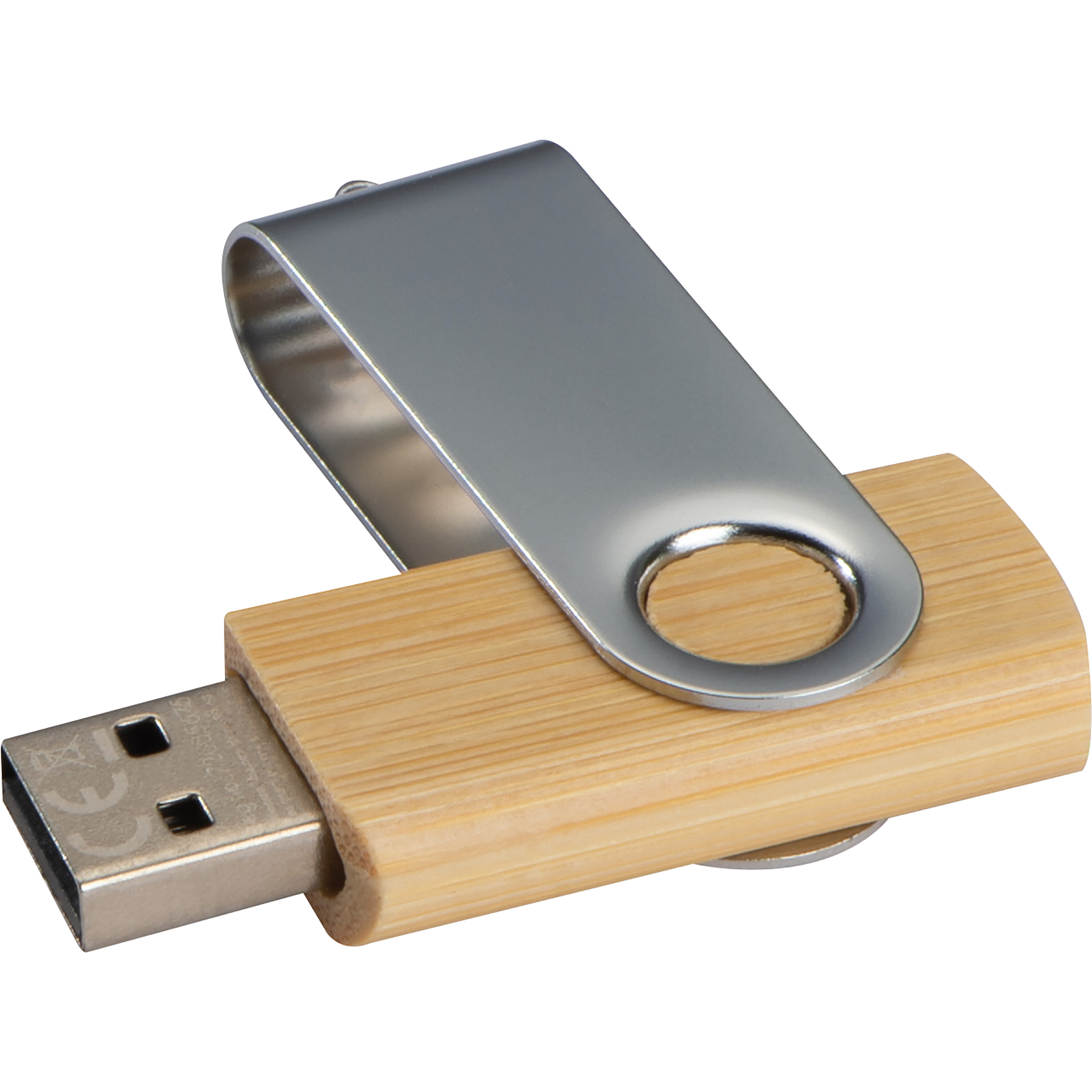 USB-stick Twist van hout, middel, 8GB bedrukken met logo