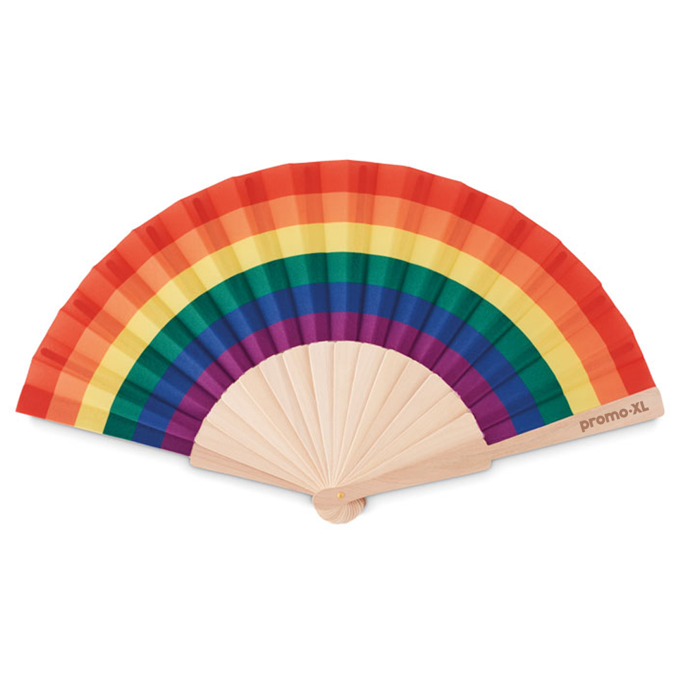Zoom Houten regenboog handwaaier bedrukken met logo