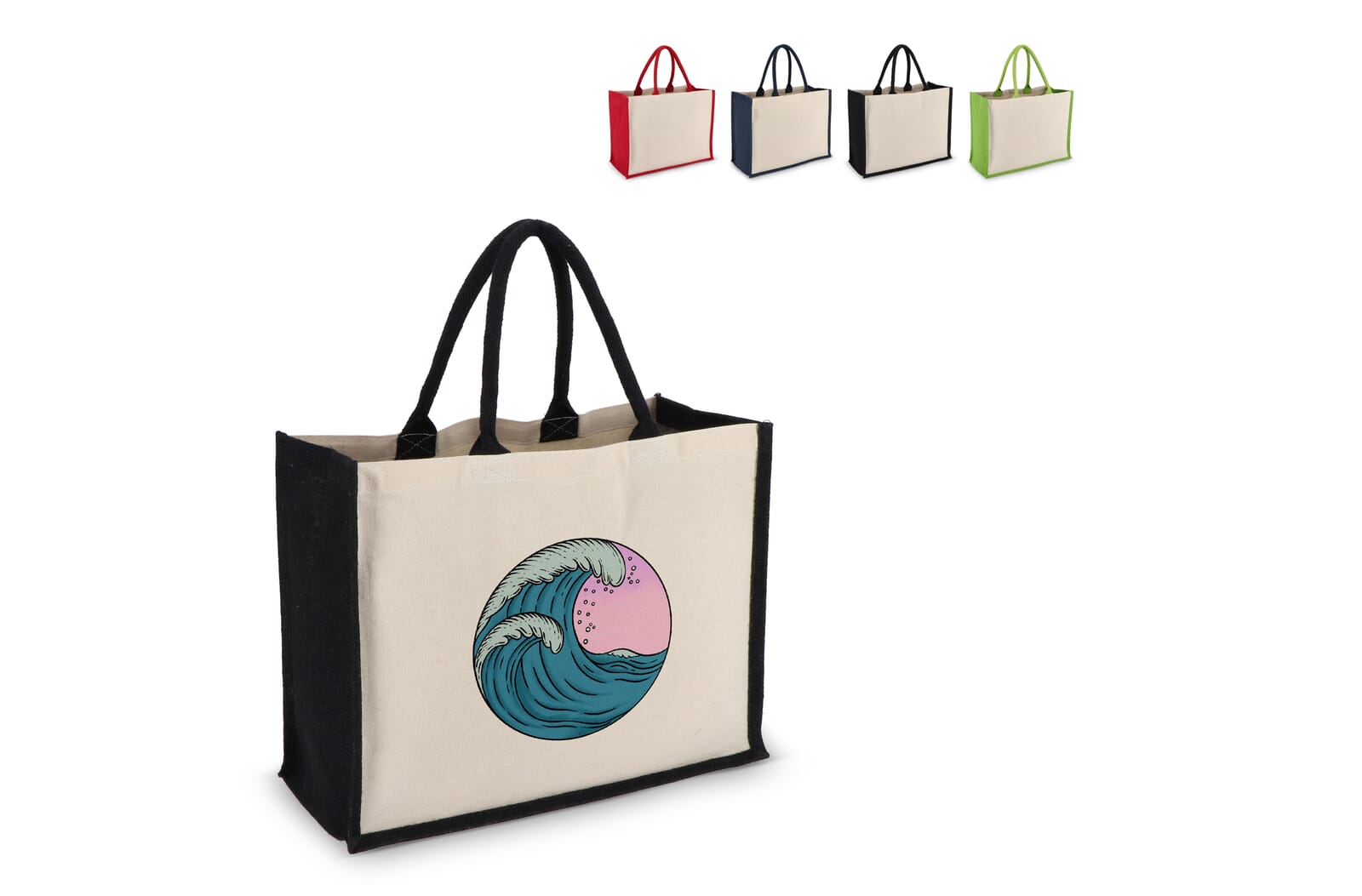 Jute-Katoen Tote OEKO-TEX® 42.5 x 19 x 32cm 320g/m² bedrukken met logo