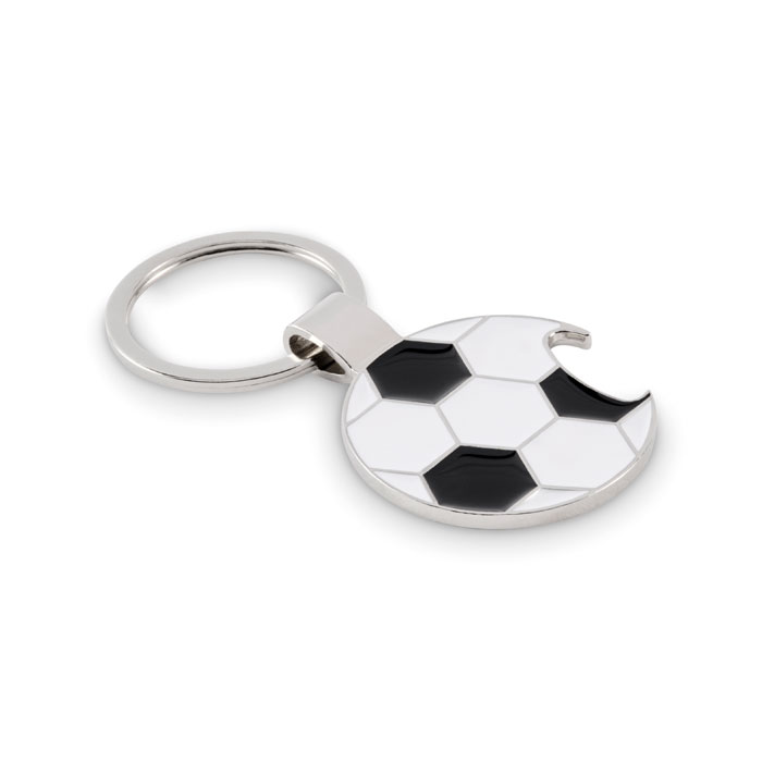 Voetbal hanger flesopener bedrukken met logo