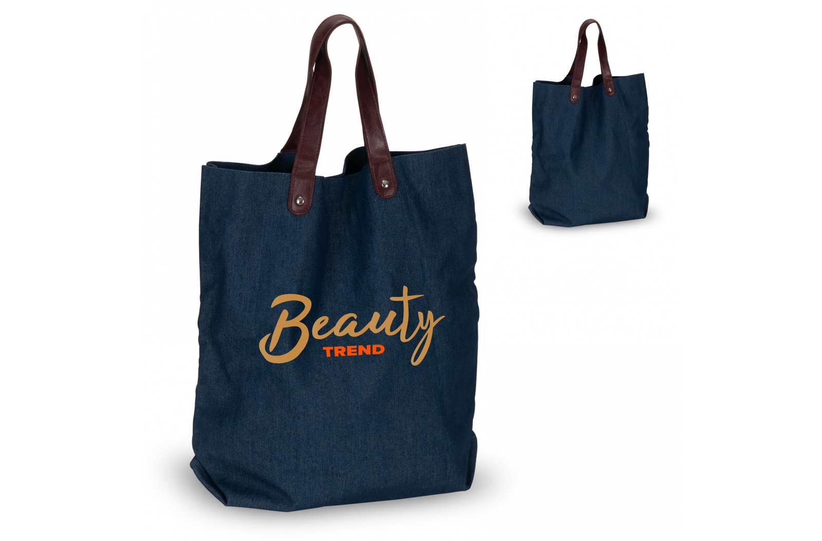 Denim shopper 42 x 13 x 43 cm bedrukken met logo