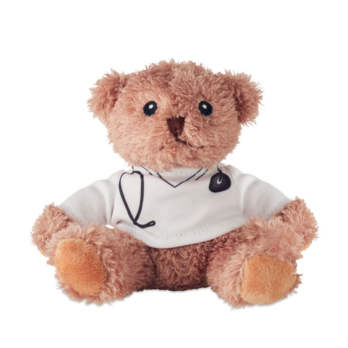 Pluche teddybeer dokter bedrukken met logo
