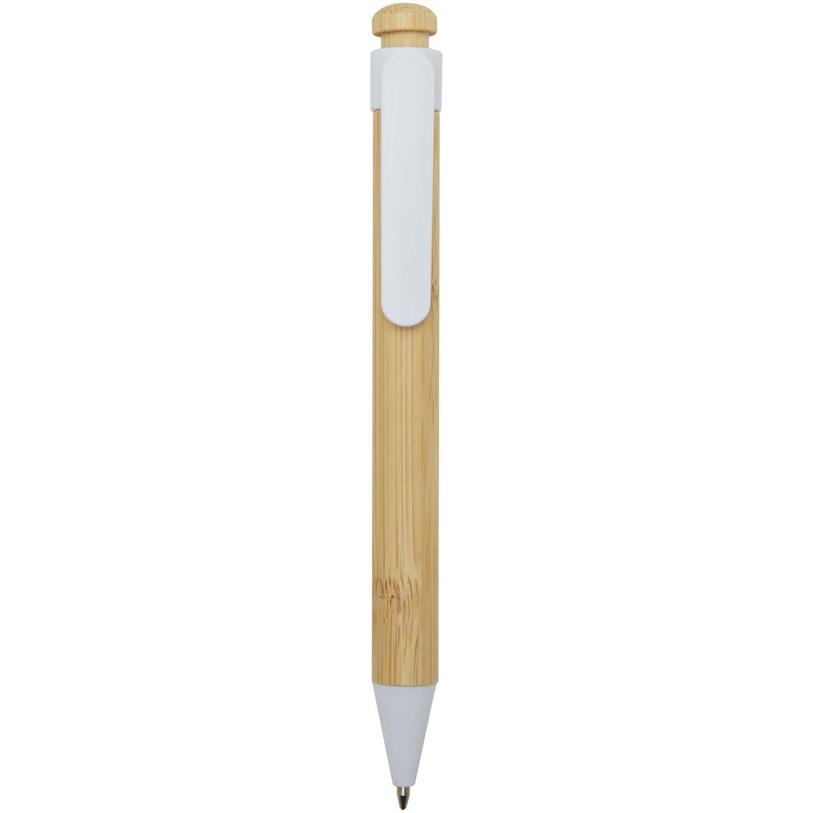 Rattan balpen van bamboe en gerecycled plastic (zwarte inkt) bedrukken met logo