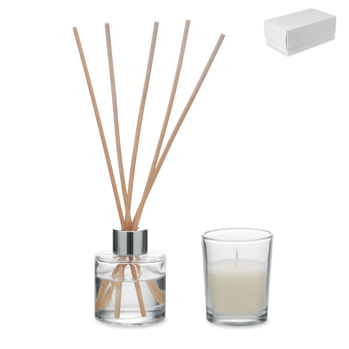 Vanille diffuser & kaarsenset bedrukken met logo
