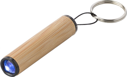 Bamboe mini-zaklamp met sleutelhanger Laver bedrukken met logo