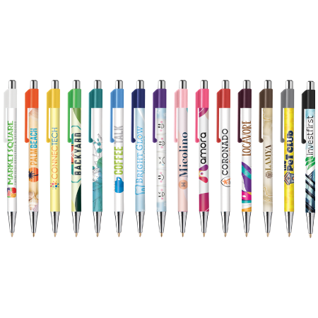 BATAM balpen Chrome met gekleurd beslag in full colour all over bedrukt bedrukken met logo