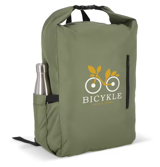 R-PET 600D Rolltop gesp rugzak 20L bedrukken met logo