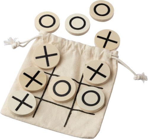 Natuurlijk houten tic-tac-toe spel Waltraud bedrukken met logo