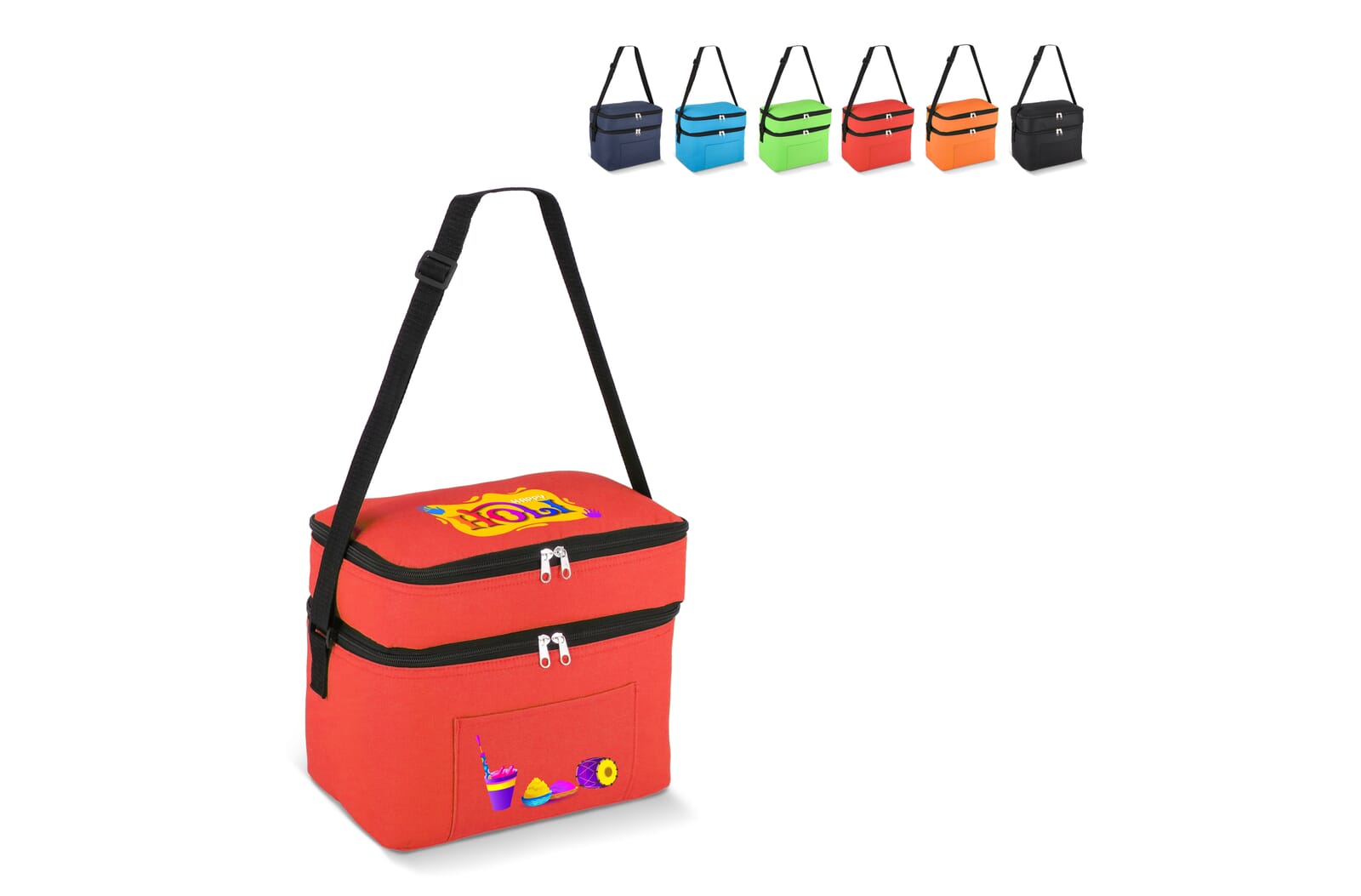 R-PET 600D koeltas met dubbele compartimenten, 30 x 20 x 25 cm, 12L bedrukken met logo