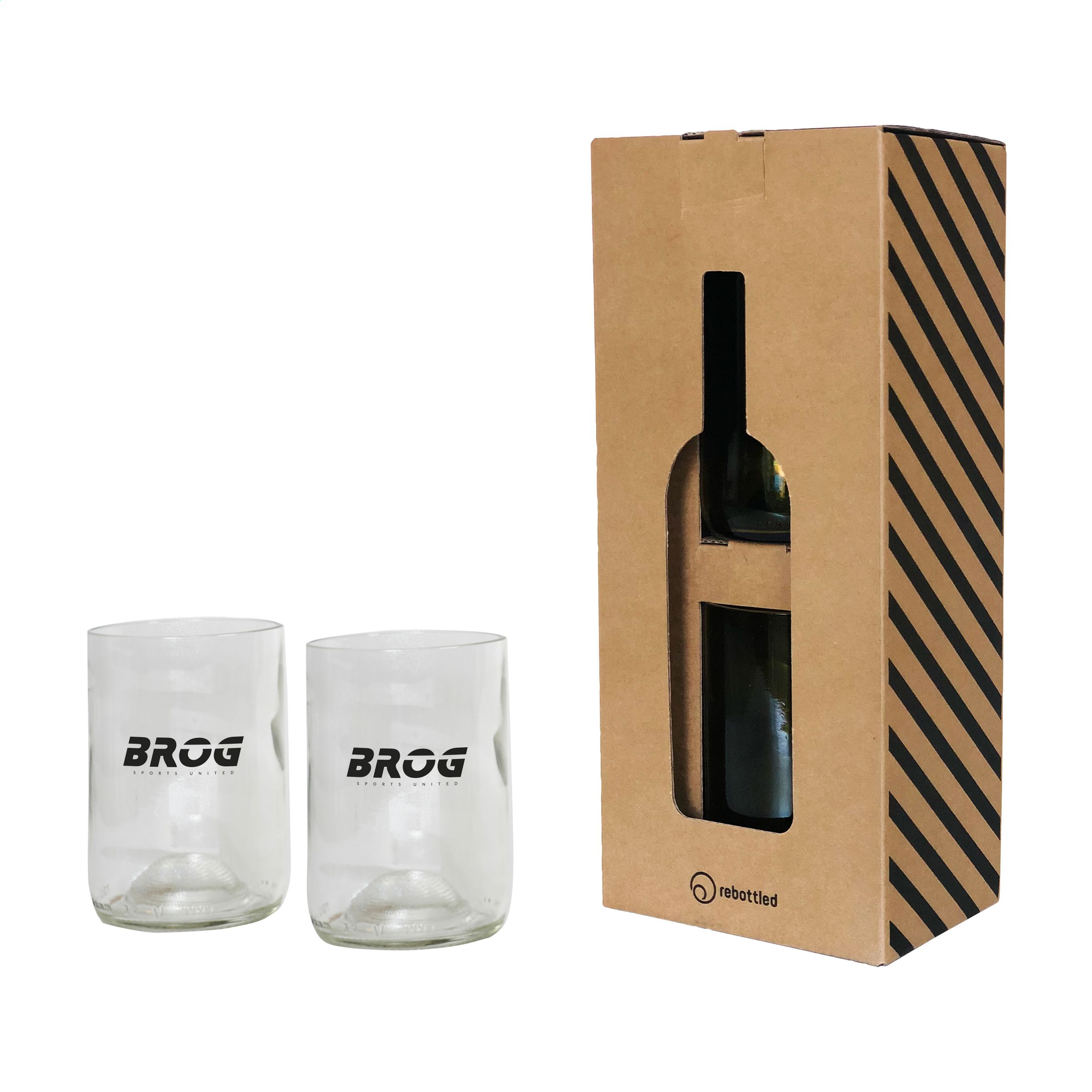 Rebottled® Tumbler 2-pack set glazen bedrukken met logo
