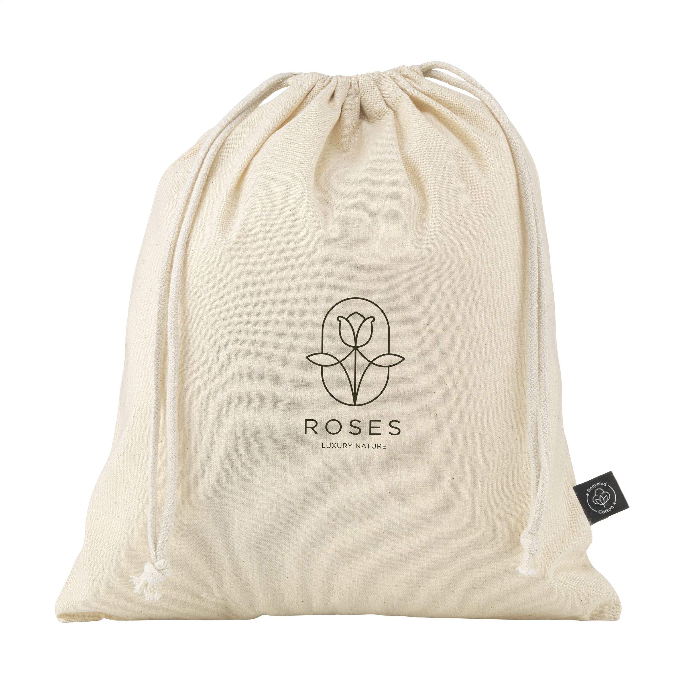 Gift Pouch Naturel GRS Recycled Cotton (150 g/m²) M bedrukken met logo