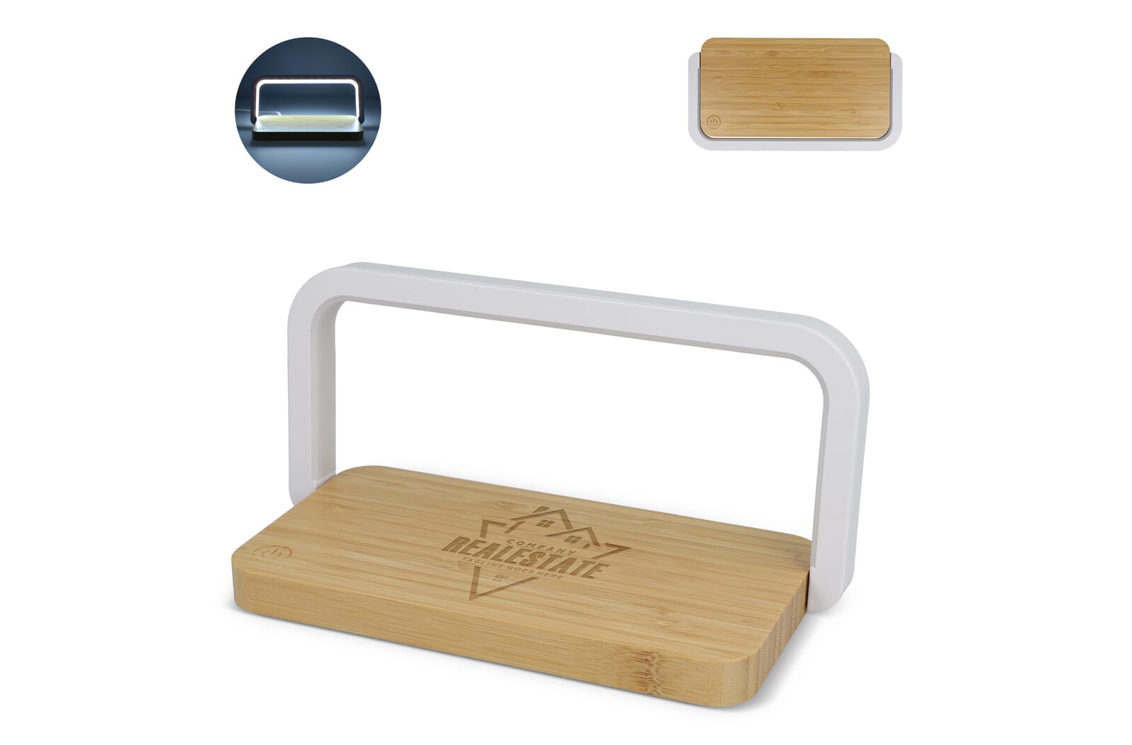 15W Draadloze Oplader met Dimbare LED Lamp bedrukken met logo