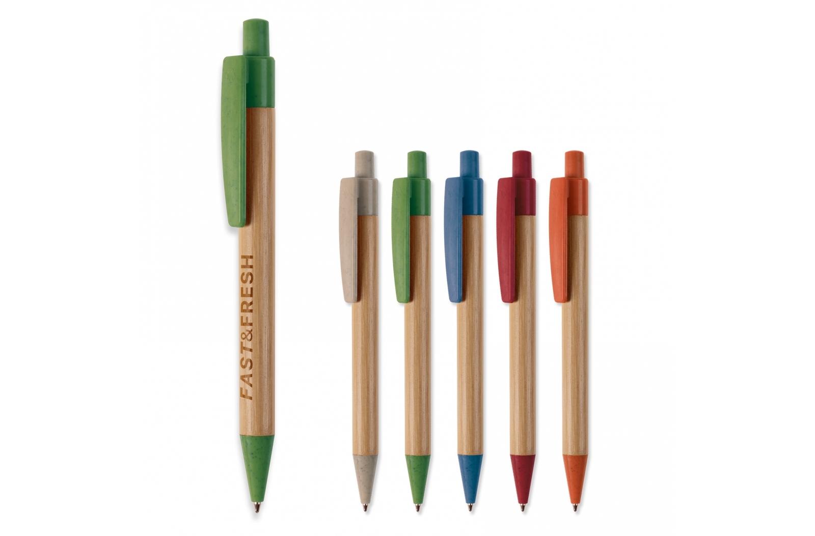 Louvi Ball pen bamboe met tarwestro bedrukken met logo