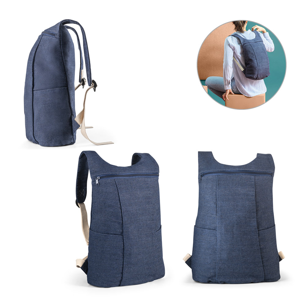 DENIM BPACK. Denim rugzak (300 g/m²) bedrukken met logo