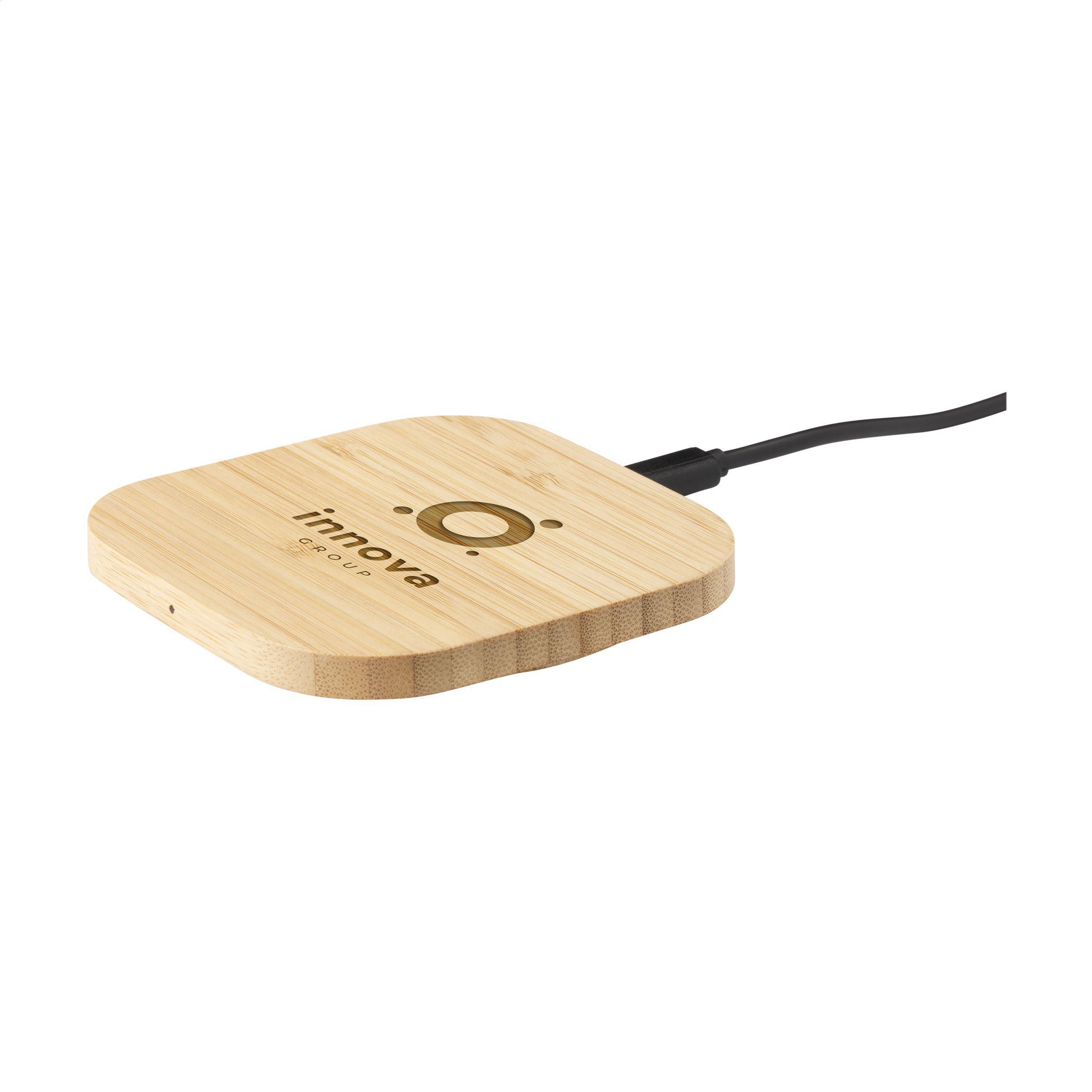 Bamboo FSC-100% Wireless Charger 15W draadloze oplader bedrukken met logo