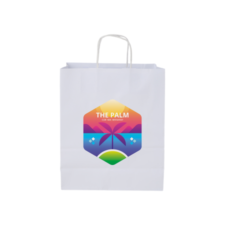 Papieren tas wit en ecru 180x230x80 mm bedrukken met logo