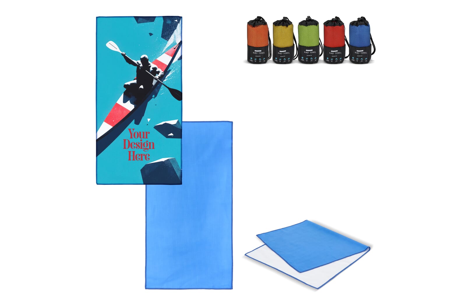 R-PET sneldrogende sport handdoek 40x80cm met etui (200g/m²) sublimatie  bedrukken met logo