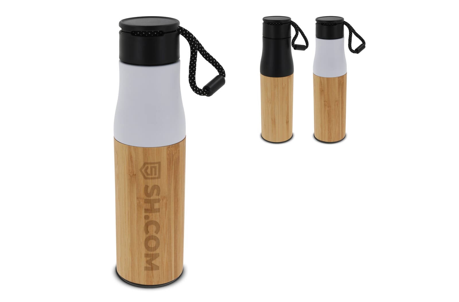 Thermofles met touw bamboe 500ml bedrukken met logo