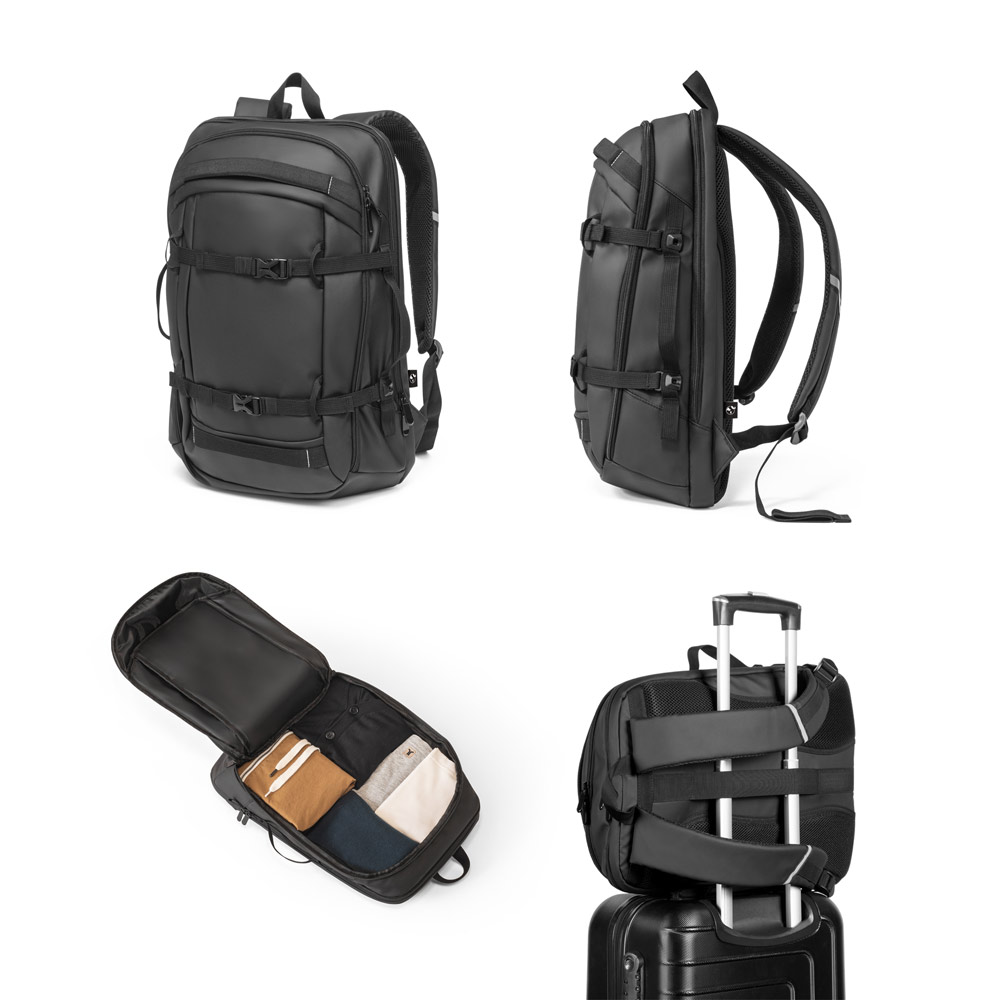 KAMPALA. Laptoprugzak van 900D, gerecycled polyester met hoge dichtheid, met waterbestendige coating en 210D gerecyclede polyester voering 17'3" bedrukken met logo