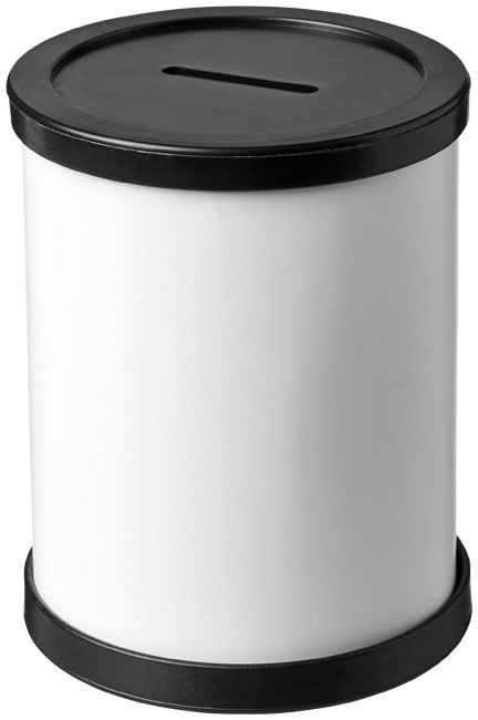 Swiss ronde spaarpot bedrukken met logo