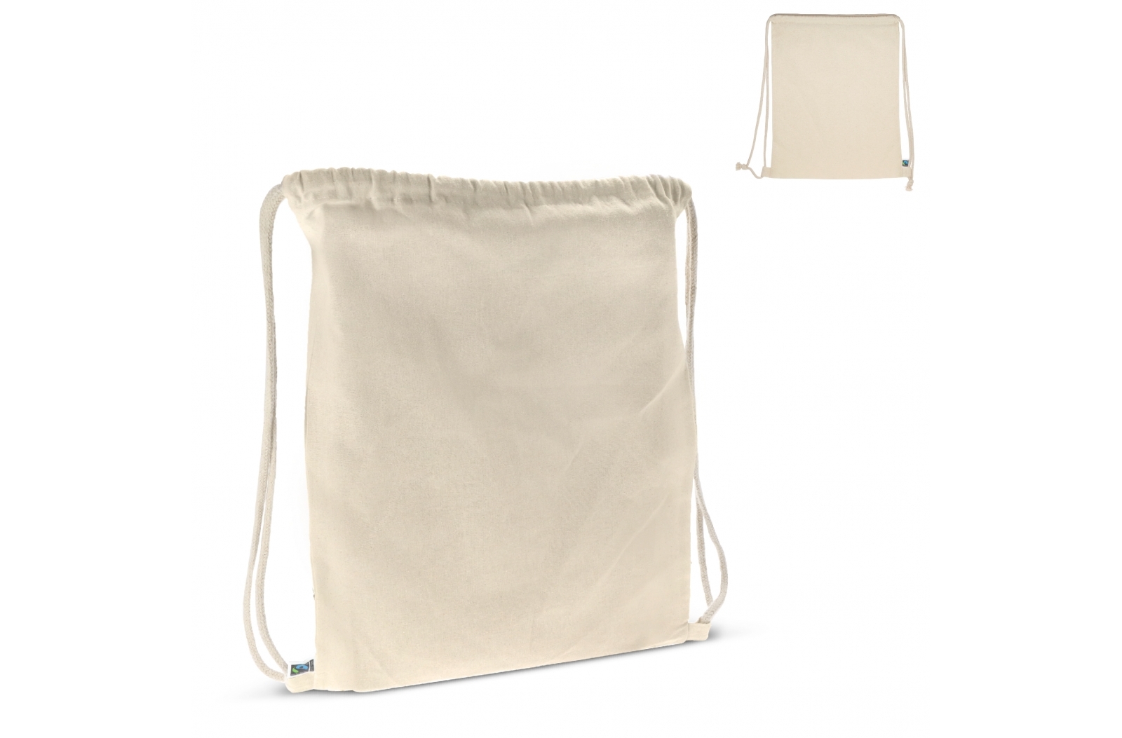 Fairtrade rugzakje ecru 140g/m² 35x45 cm bedrukken met logo