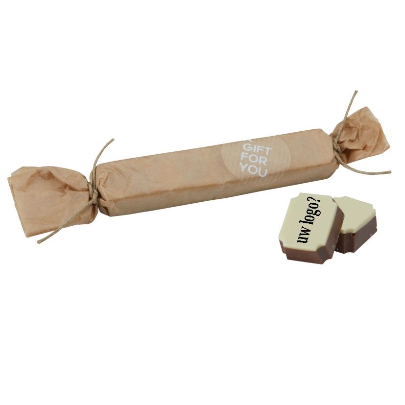 4 logobonbons in biologisch afbreekbare verpakking bedrukken met logo