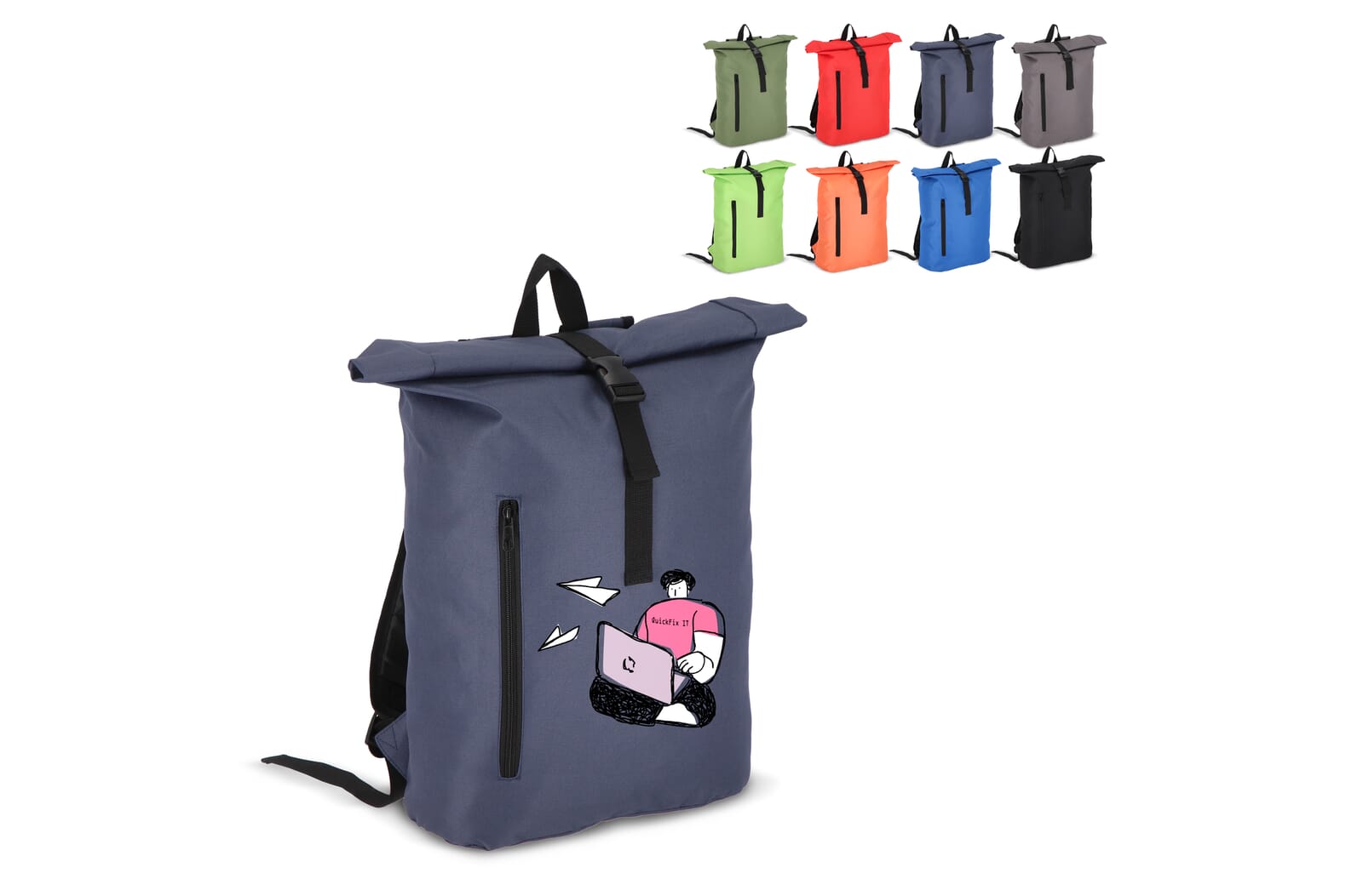 R-PET 600D Rolltop rugzak 20L bedrukken met logo