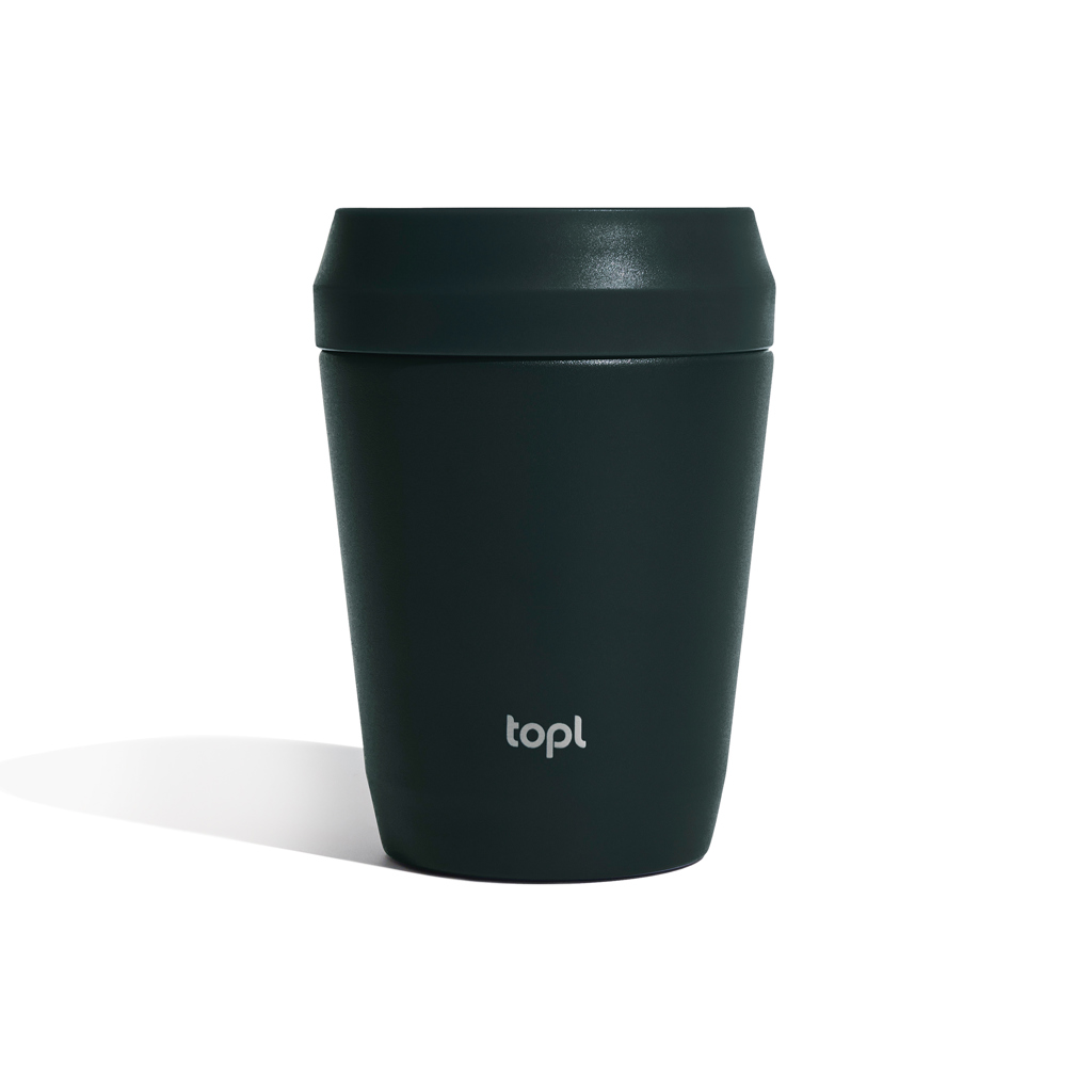 Topl Recycled Staal To Go beker gepatenteerd 360 Lid 235ml bedrukken met logo
