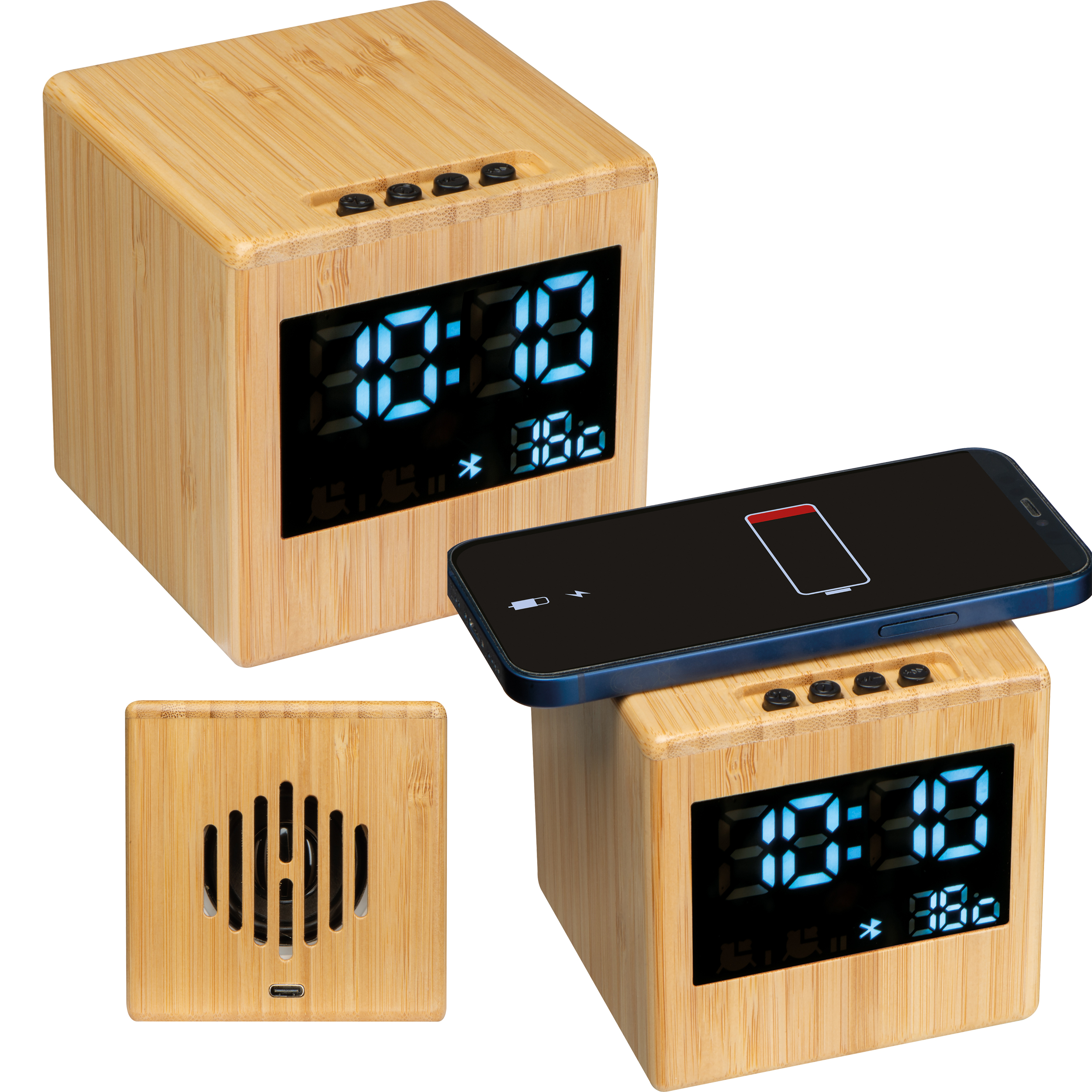 Bluetooth luidspreker met draadloze laadfunctie bedrukken met logo